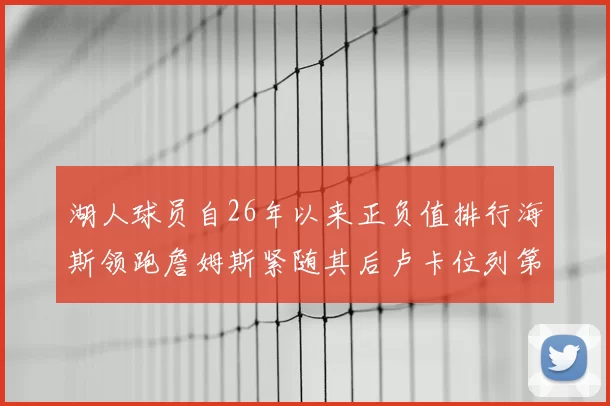 湖人球员自26年以来正负值排行海斯领跑詹姆斯紧随其后卢卡位列第五